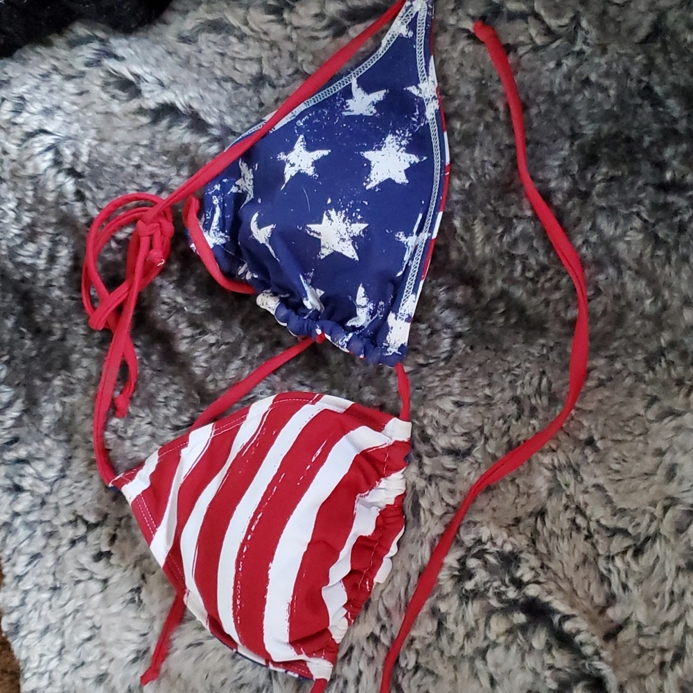 string bikini Flag top reversable